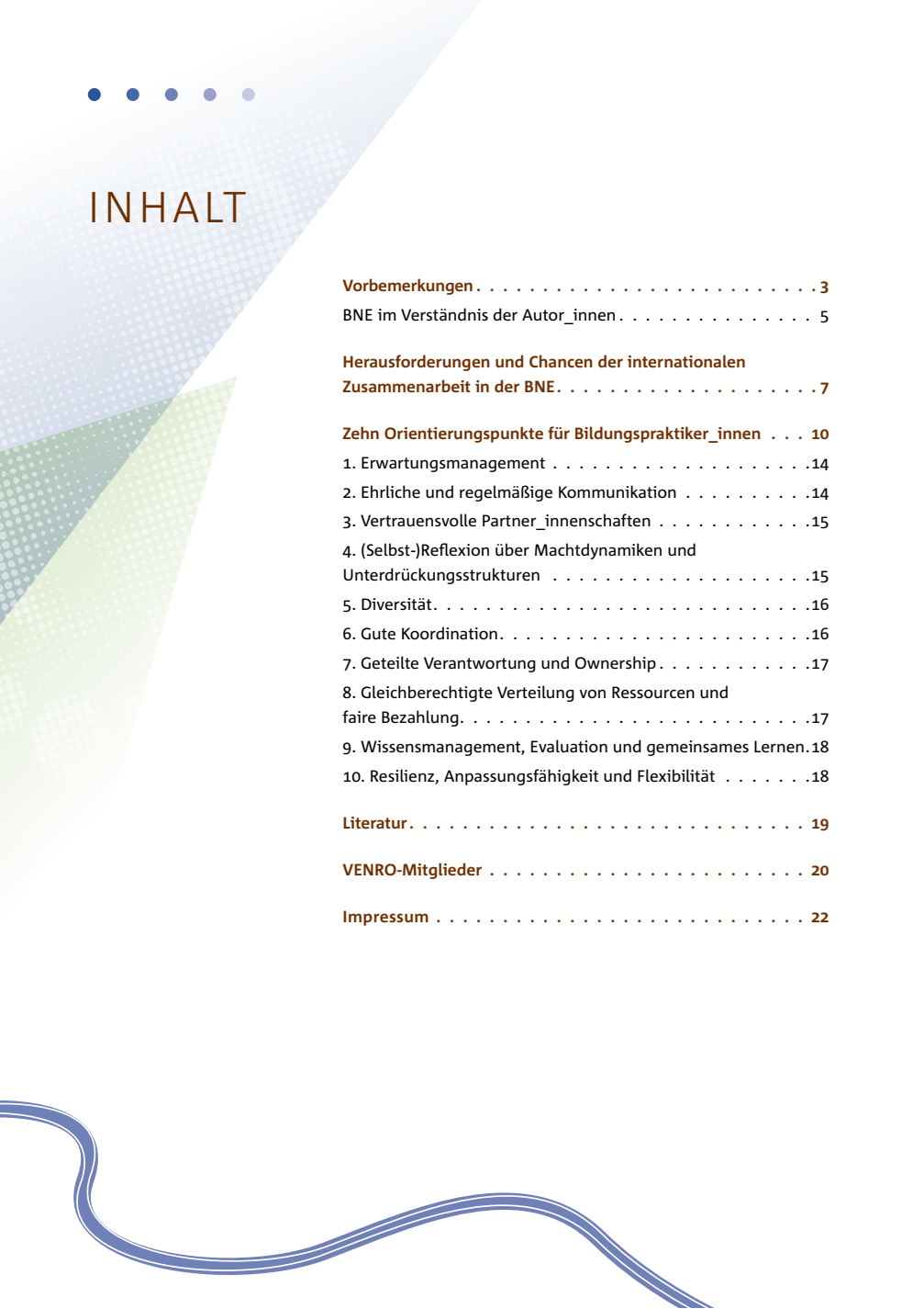 VENRO: AN EINEM STRANG ZIEHEN - Inhaltsverzeichnis